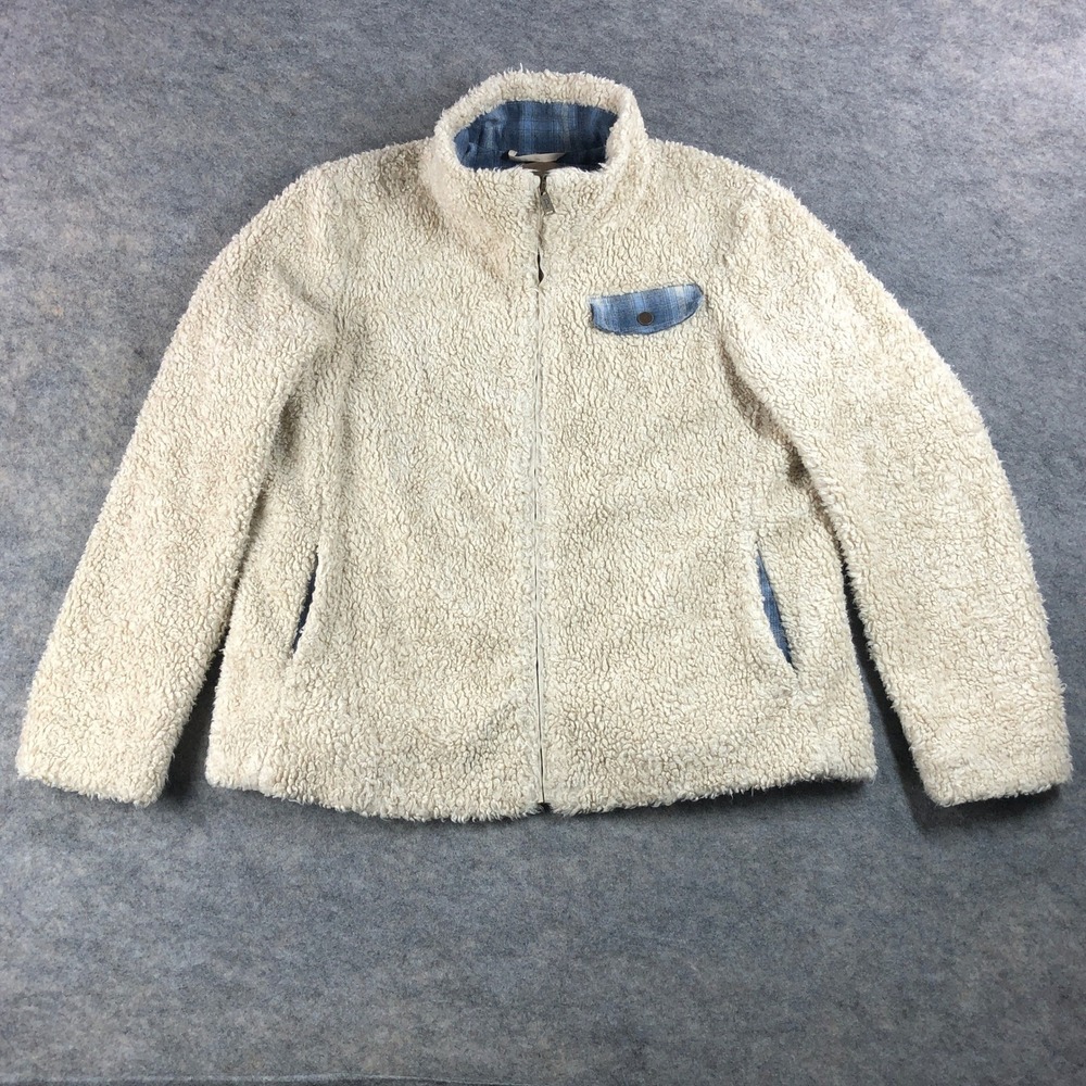 Pendleton Mens Sherpa Fleece Jacket Full Zip Beige XL Made in China Wool Blend